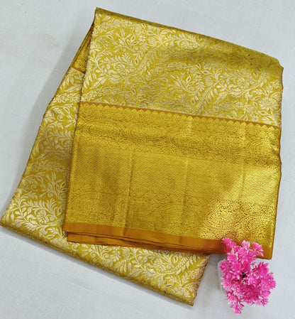 Gold Tissue Silk Saree with Mustard Border