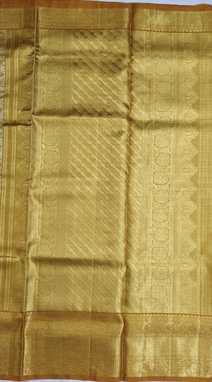 Gold Tissue Silk Saree with Mustard Border