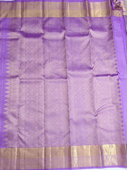 Lavender Bridal Silk Saree with Gold Border