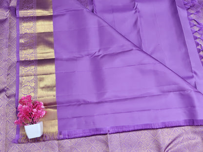 Lavender Bridal Silk Saree with Gold Border