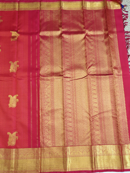 Bright Red Bridal Silk Saree with Gold Border