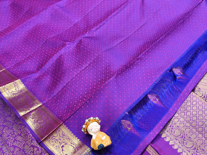 Royal Purple Pure Bridal Silk Saree with Gold Border