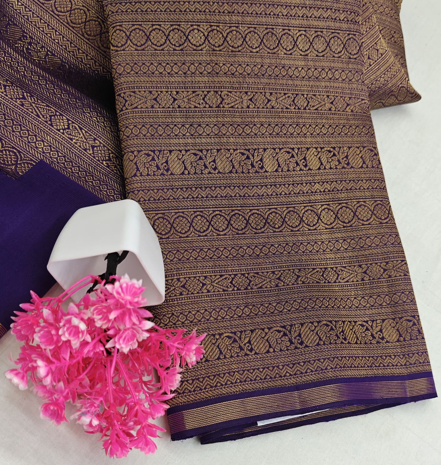 Royal Blue Bridal Silk Saree with Gold Border