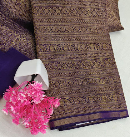 Royal Blue Bridal Silk Saree with Gold Border