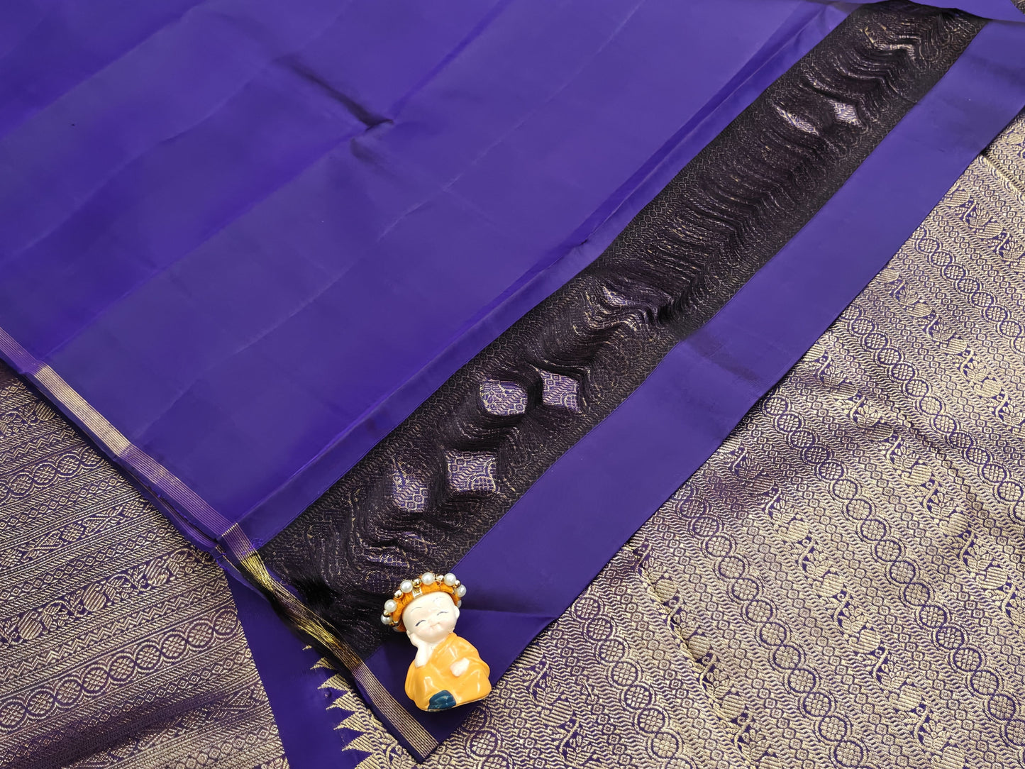 Royal Blue Bridal Silk Saree with Gold Border