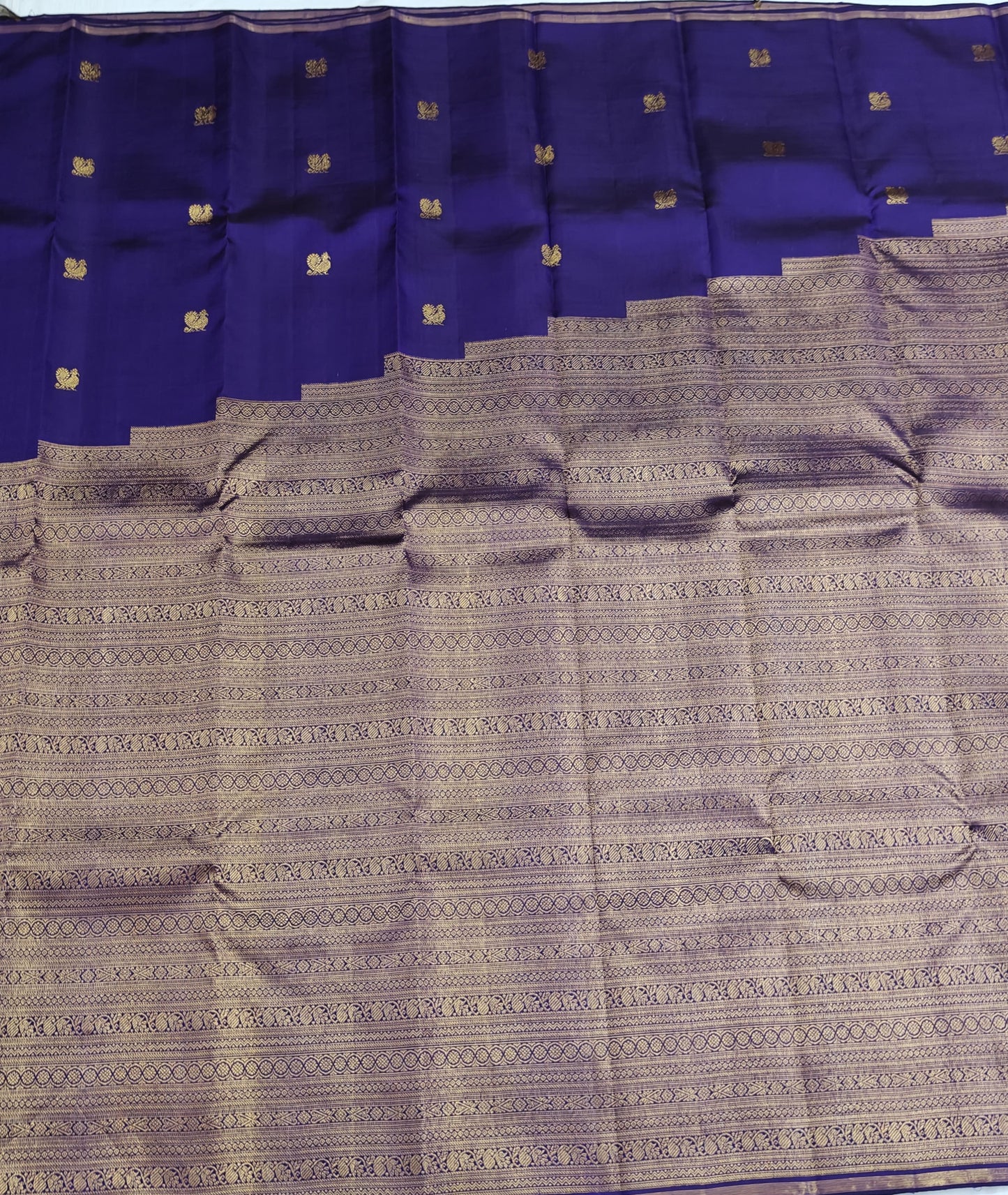 Royal Blue Bridal Silk Saree with Gold Border