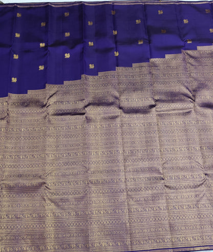 Royal Blue Bridal Silk Saree with Gold Border