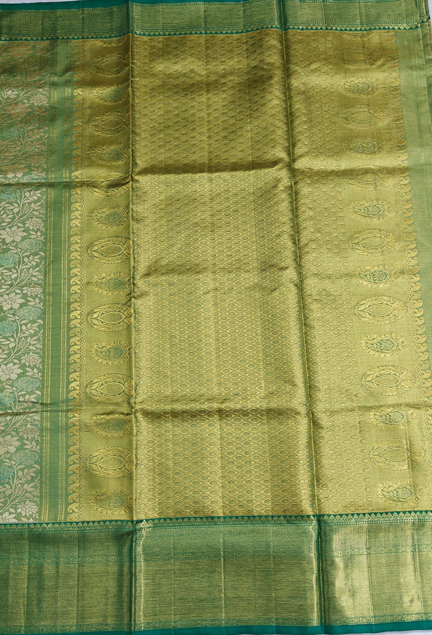 Lite Green Tissue Silk Saree with Dark Green Border