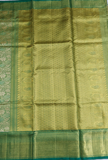 Lite Green Tissue Silk Saree with Dark Green Border