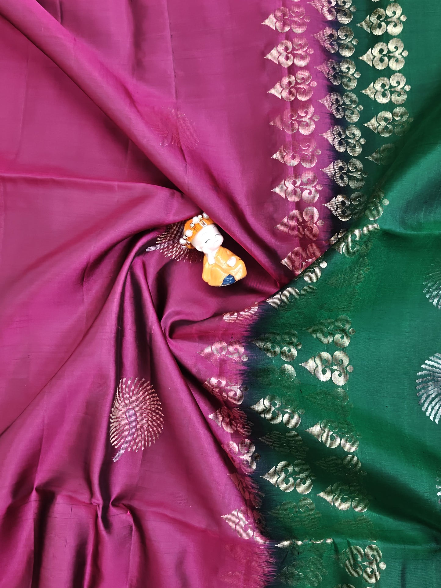 Dark Green & Maroon Soft Silk Saree
