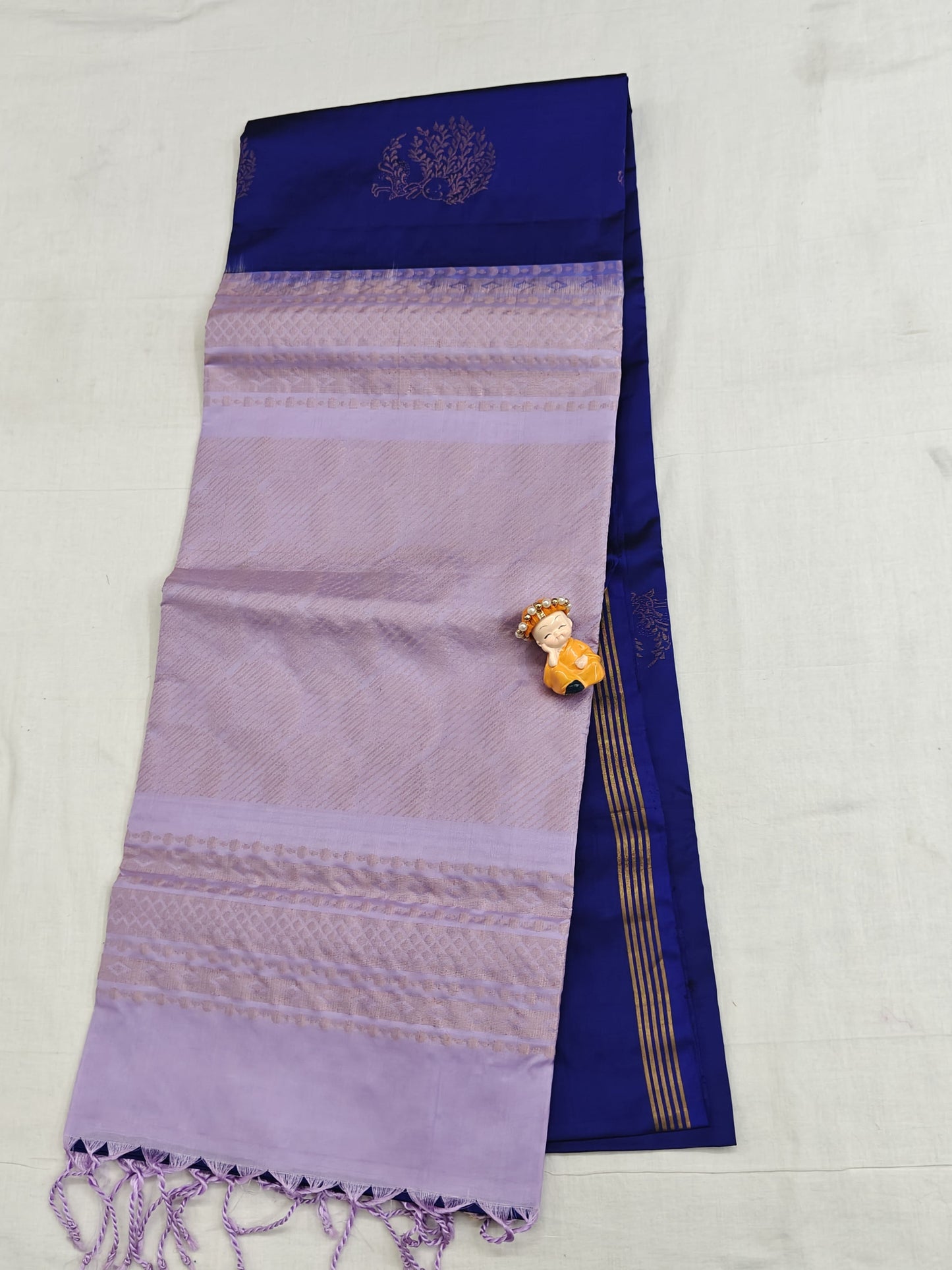 Royal Blue & Lavender Soft Silk Saree