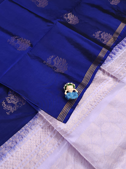 Royal Blue & Lavender Soft Silk Saree