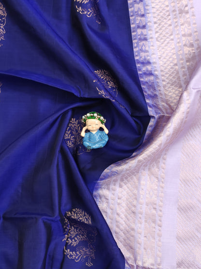Royal Blue & Lavender Soft Silk Saree