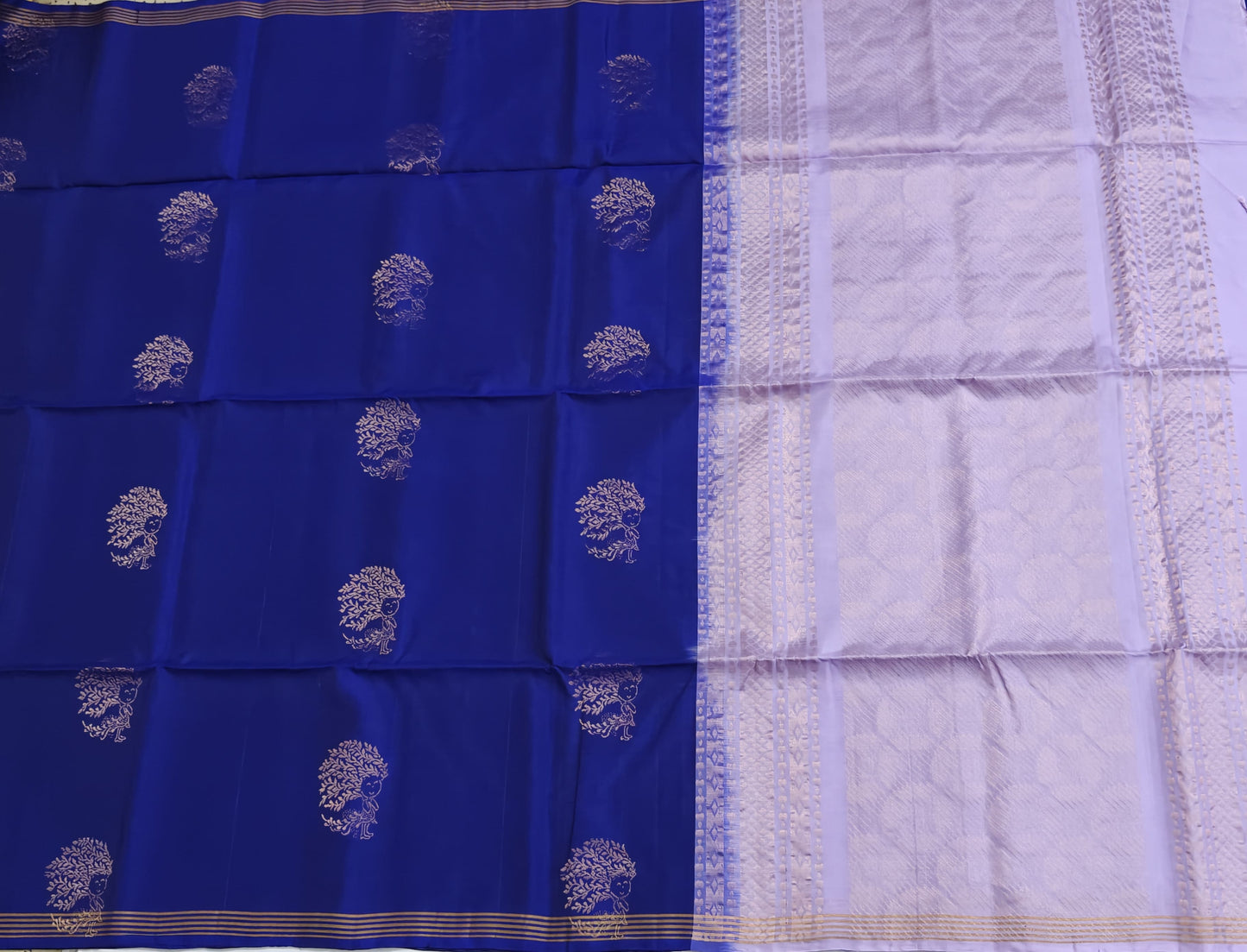 Royal Blue & Lavender Soft Silk Saree