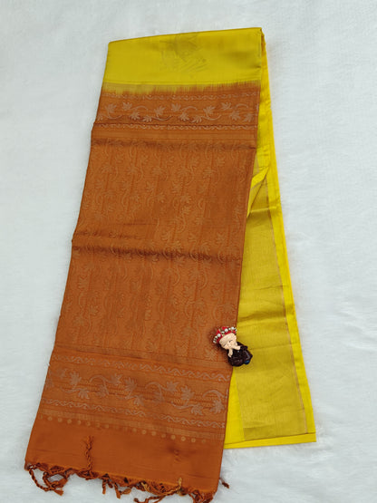 Yellow & Mustard Soft Silk Saree