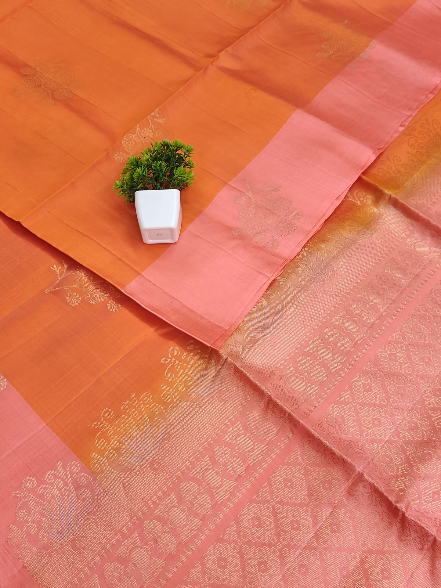 Orange & Pink Soft Silk Saree