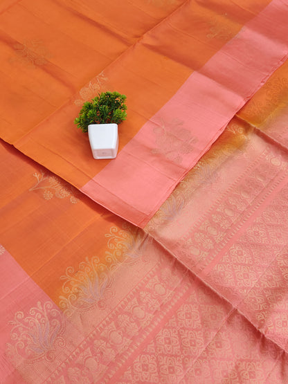 Orange & Pink Soft Silk Saree