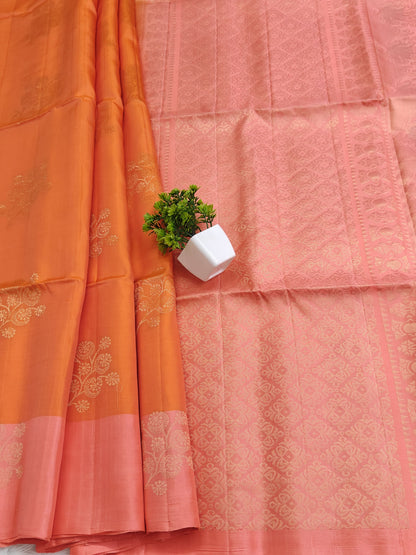Orange & Pink Soft Silk Saree