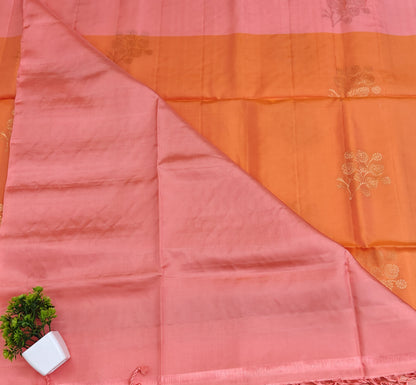 Orange & Pink Soft Silk Saree
