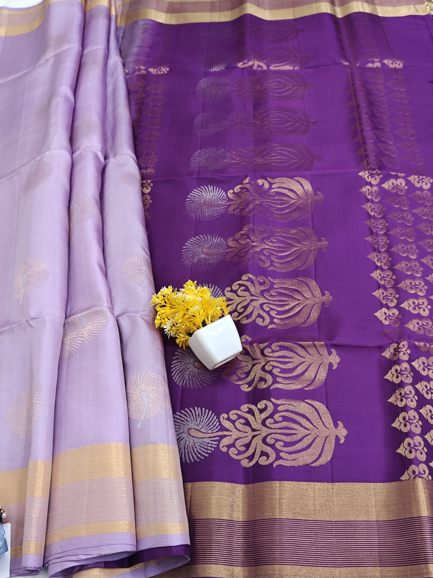 Lavender & Purple Soft Silk Saree
