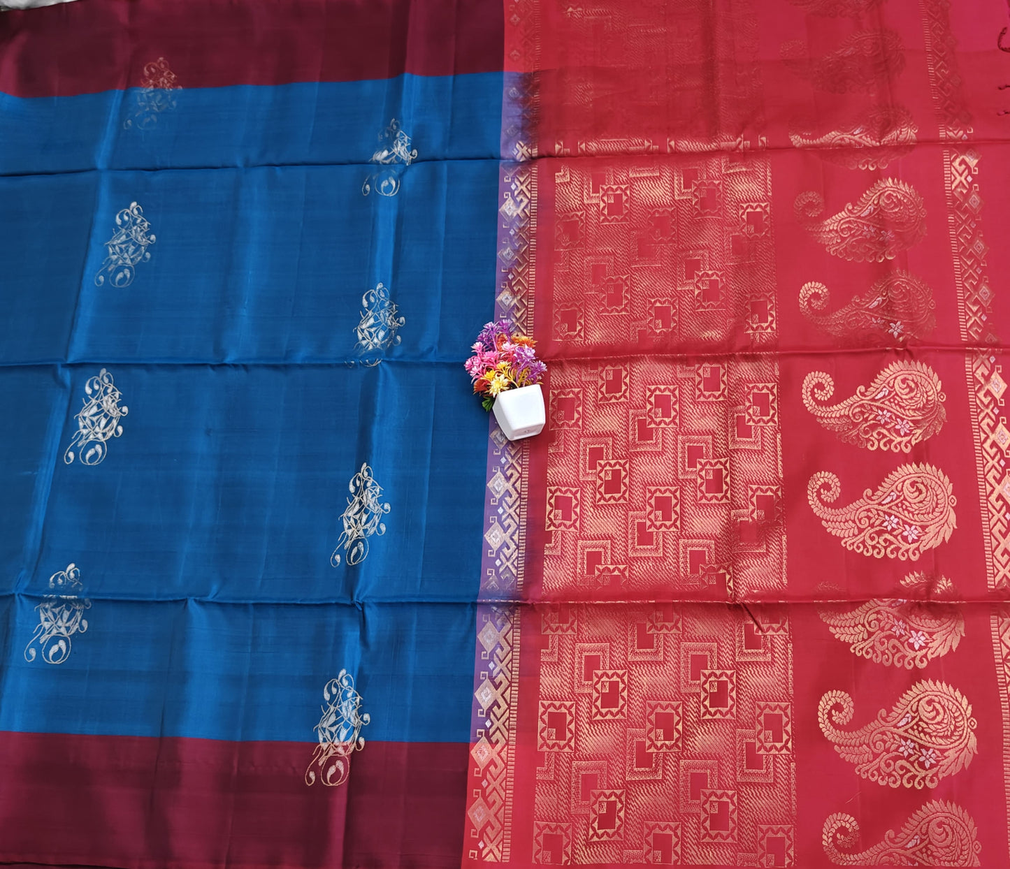 Royal Blue & Rani Pink Soft Silk Saree