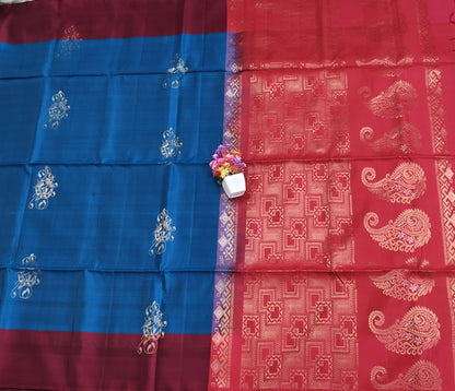 Royal Blue & Rani Pink Soft Silk Saree