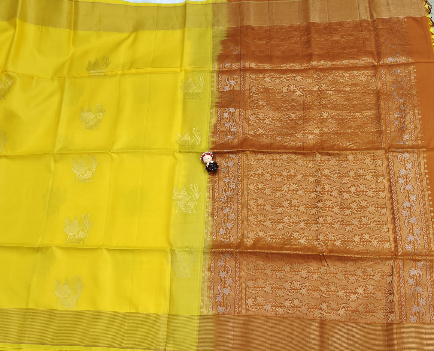 Yellow & Mustard Soft Silk Saree