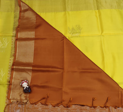 Yellow & Mustard Soft Silk Saree