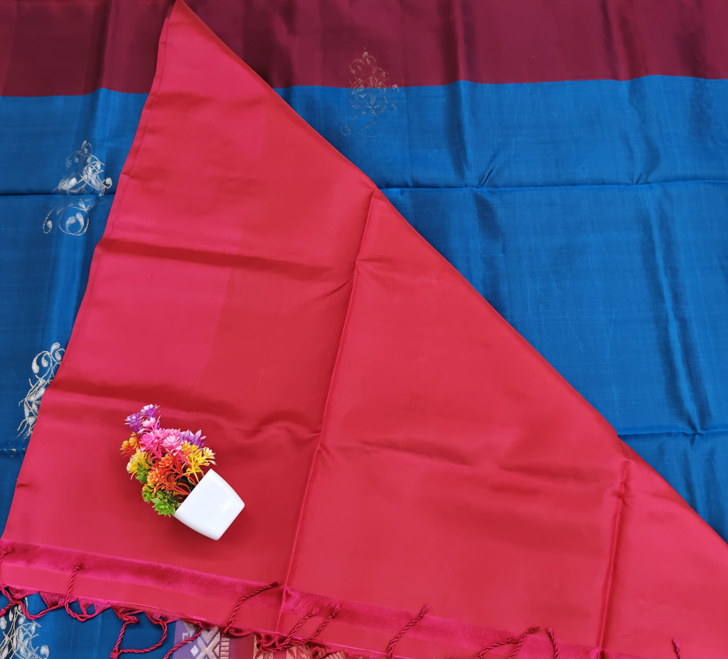 Royal Blue & Rani Pink Soft Silk Saree
