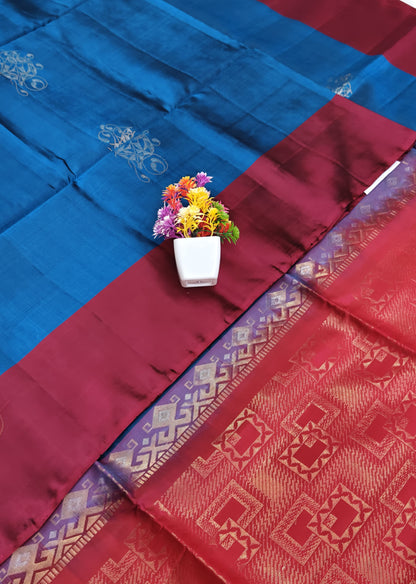 Royal Blue & Rani Pink Soft Silk Saree