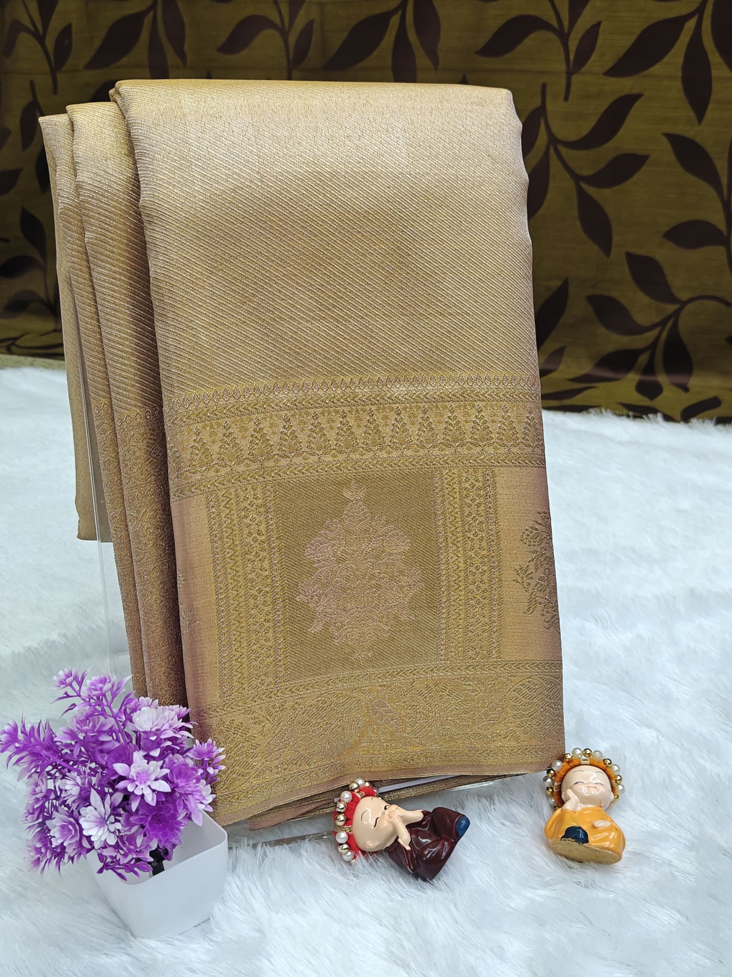 Copper Tissue Bridal Silk Saree