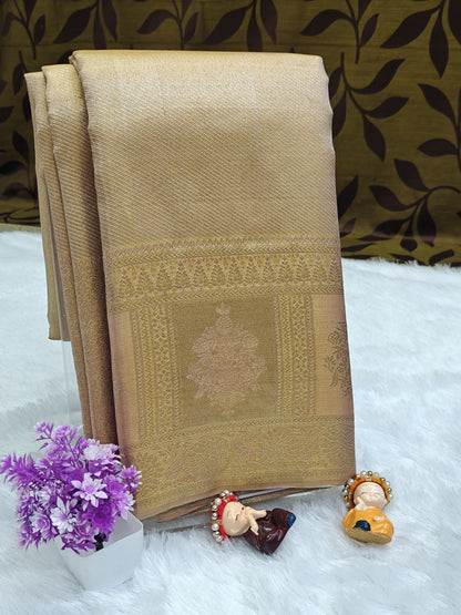 Copper Tissue Bridal Silk Saree