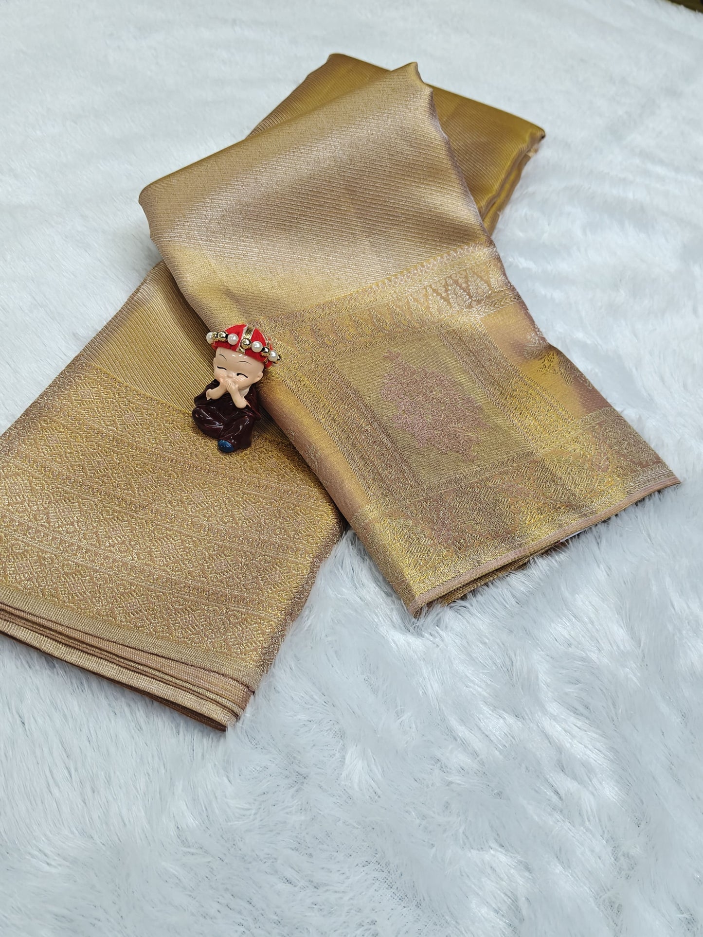Copper Tissue Bridal Silk Saree