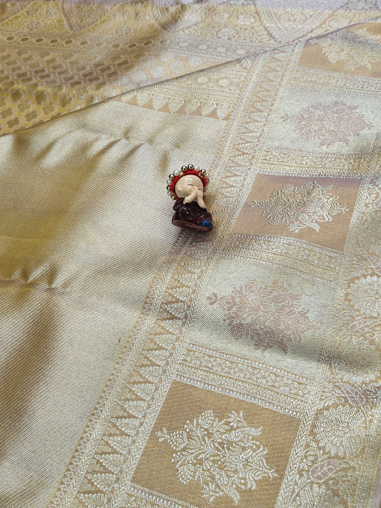 Copper Tissue Bridal Silk Saree