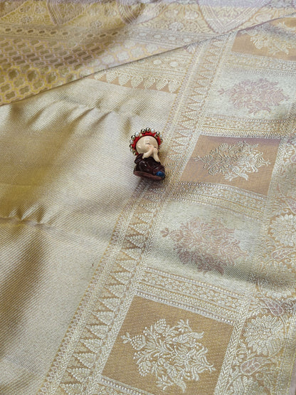 Copper Tissue Bridal Silk Saree
