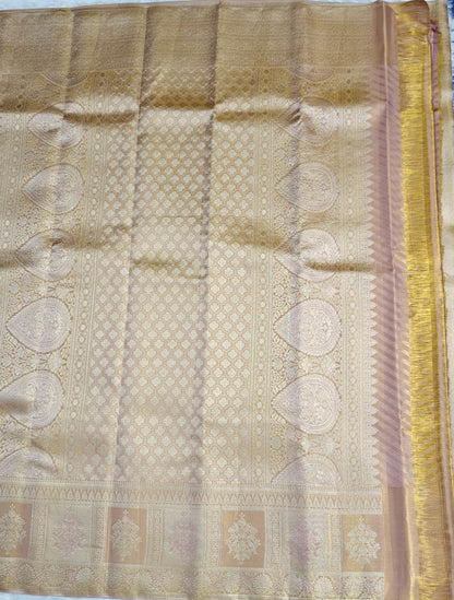Copper Tissue Bridal Silk Saree