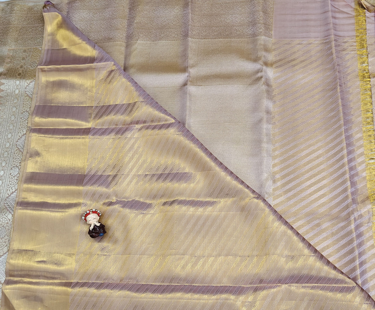 Copper Tissue Bridal Silk Saree