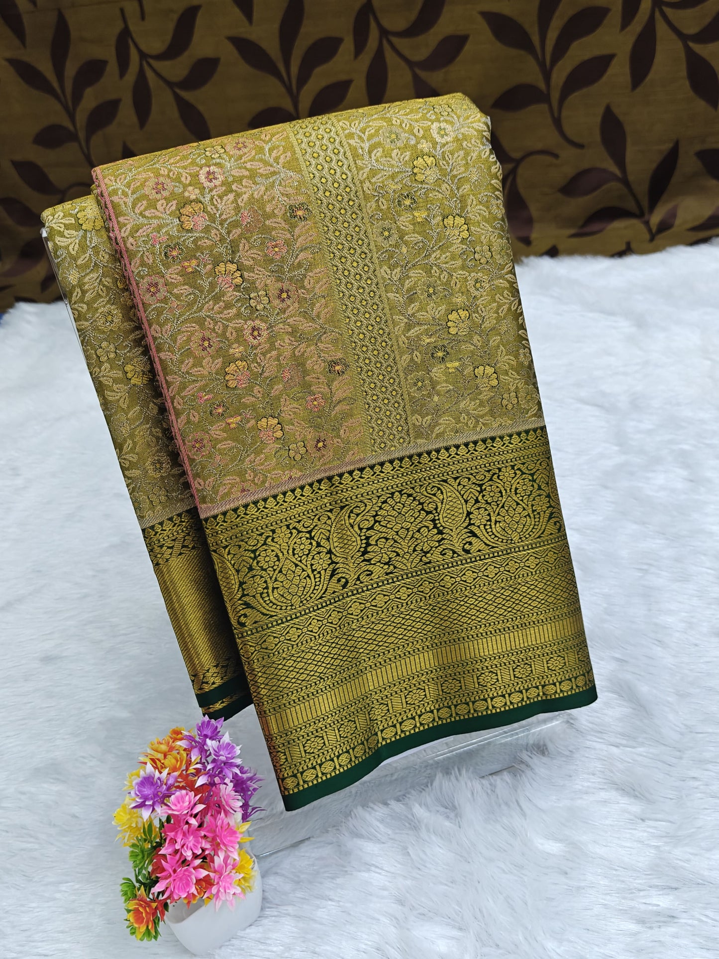 Green Tissue Bridal Silk Saree