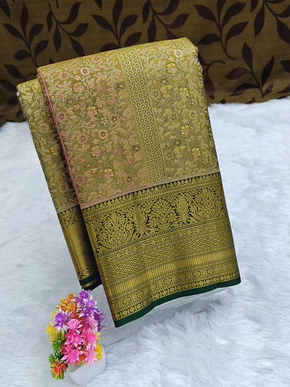 Green Tissue Bridal Silk Saree