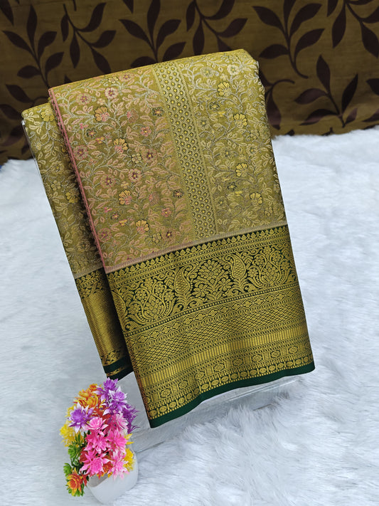 Green Tissue Bridal Silk Saree