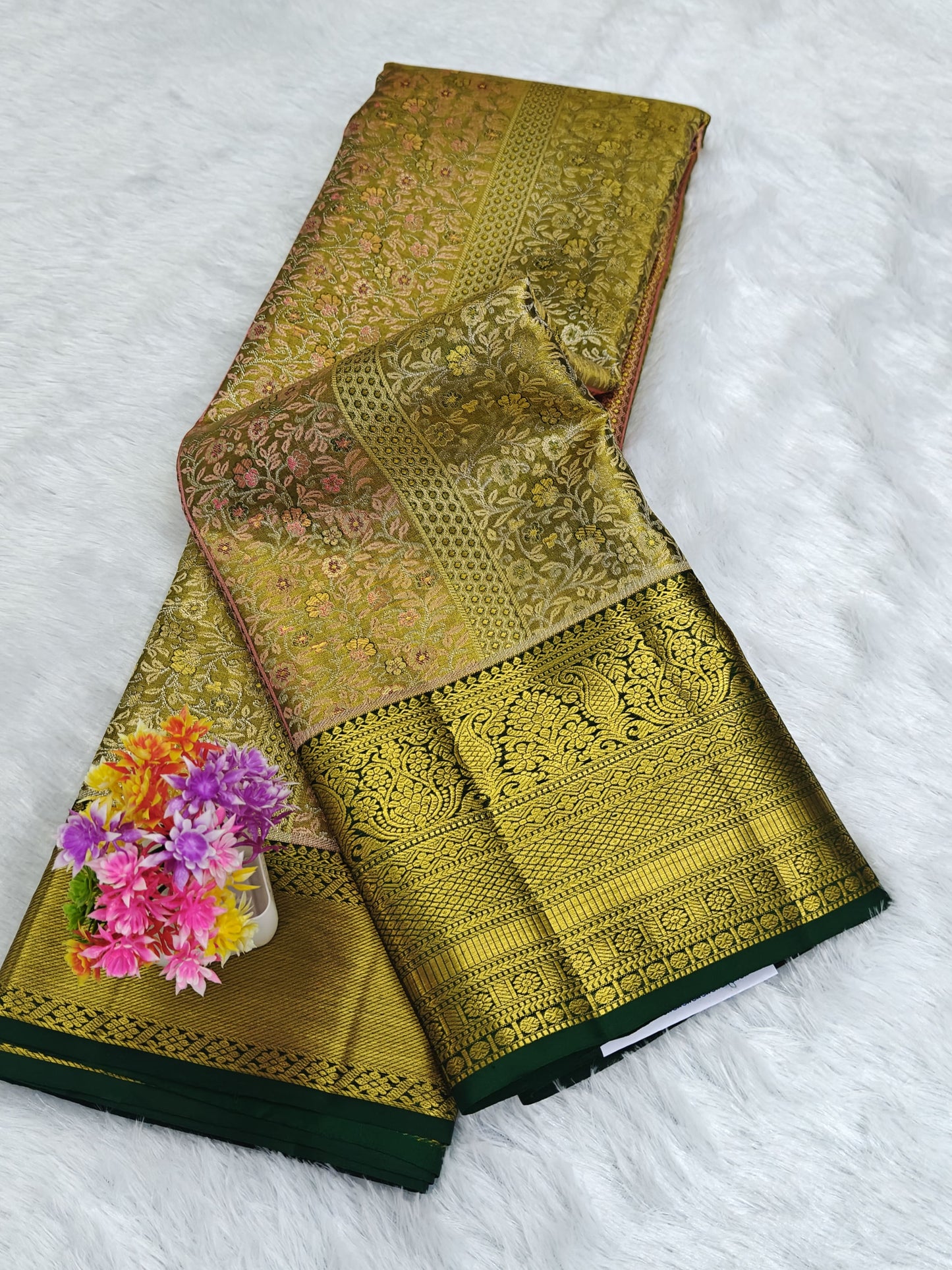 Green Tissue Bridal Silk Saree