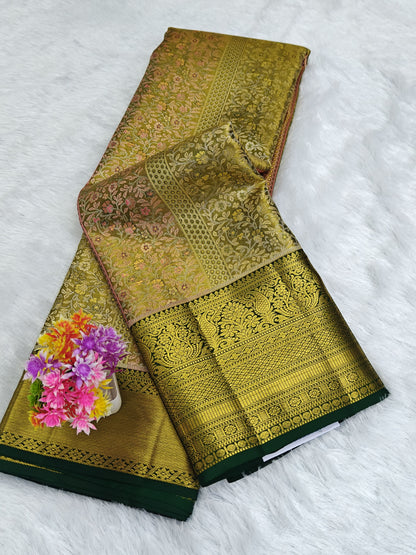 Green Tissue Bridal Silk Saree