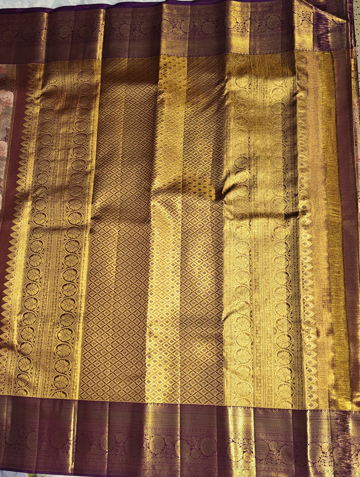 Elegant Peach Tissue Bridal Silk Saree