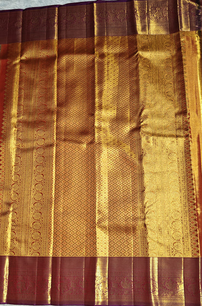 Gold & Multi-Colour Tissue Bridal Silk Saree