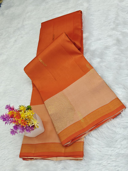 Orange & Peach Pure Silk Saree