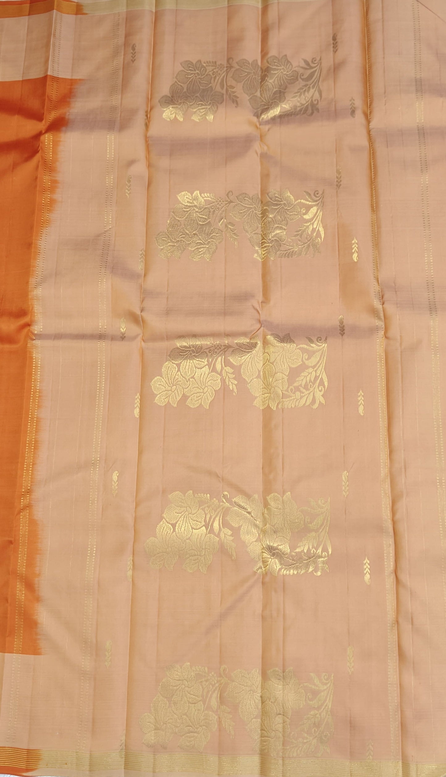 Orange & Peach Pure Silk Saree