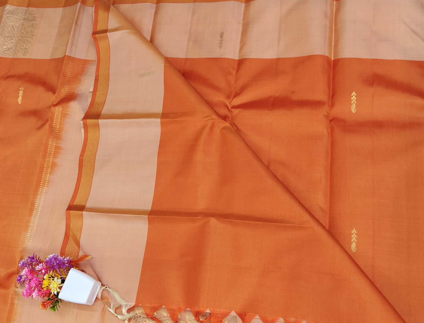 Orange & Peach Pure Silk Saree