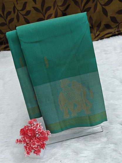 Pastel Green Pure Silk Saree