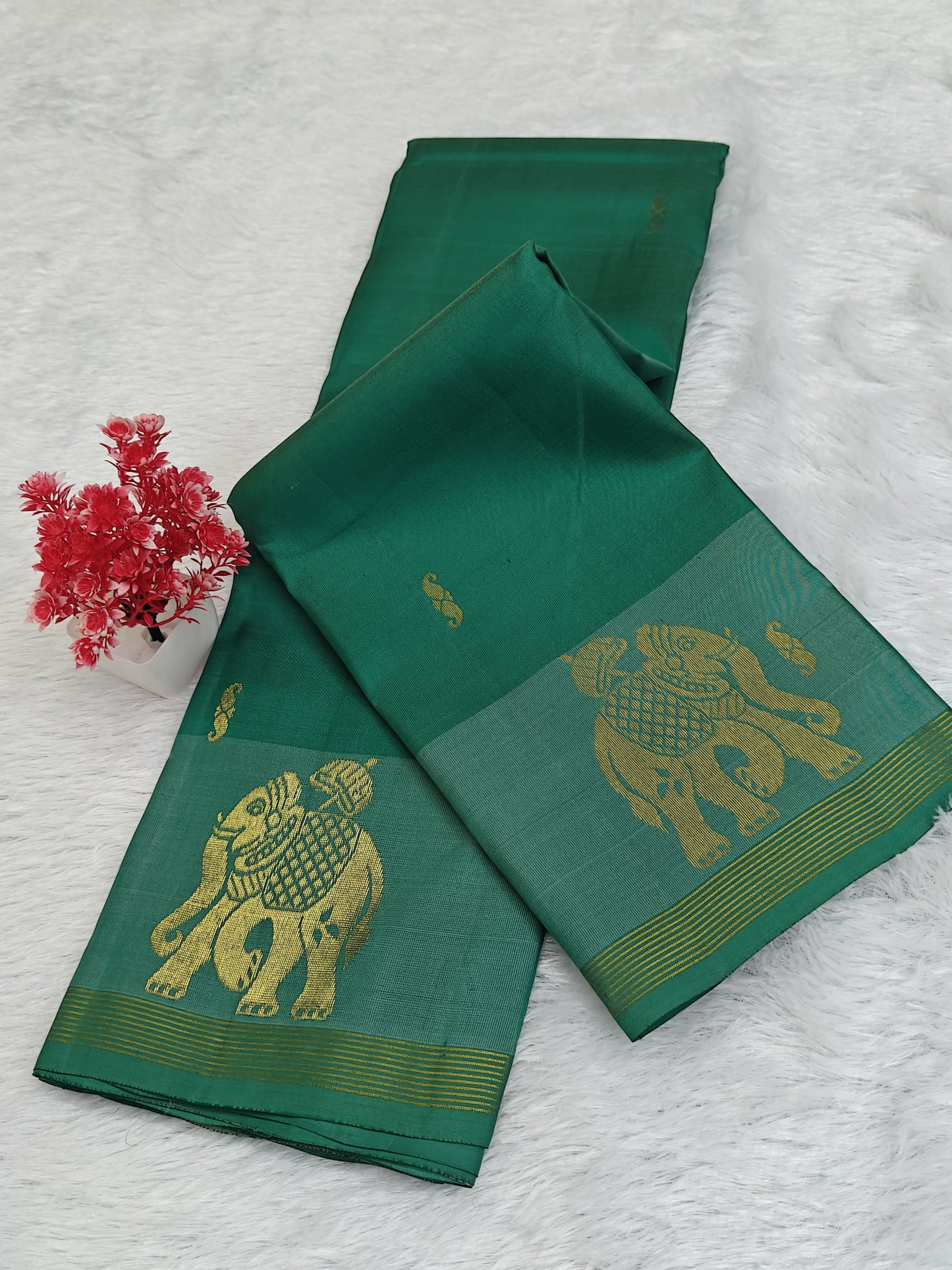 Pastel Green Pure Silk Saree