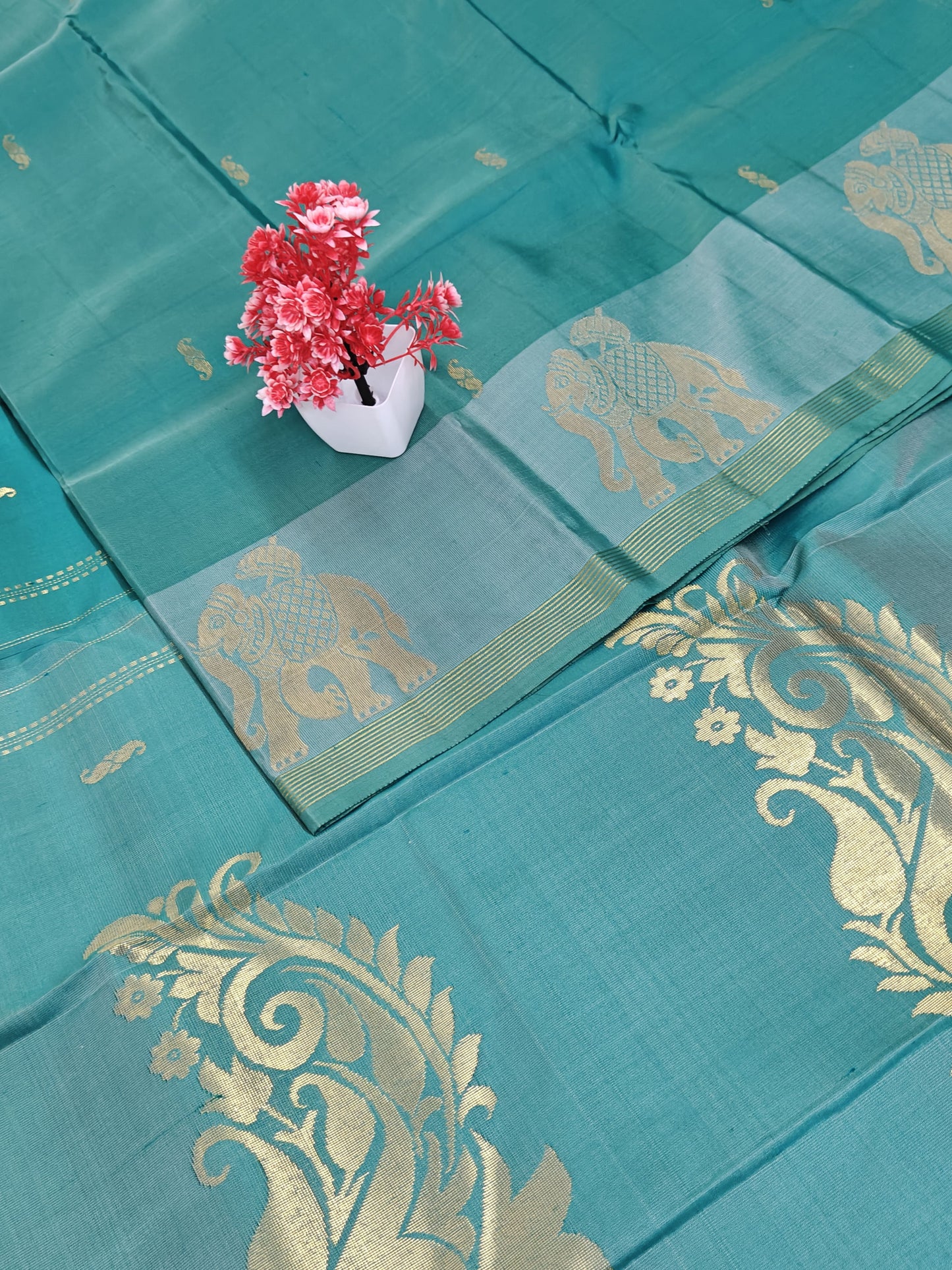Pastel Green Pure Silk Saree
